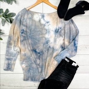 White Birch - Fleece Dolman Sleeve Tie Dye Top